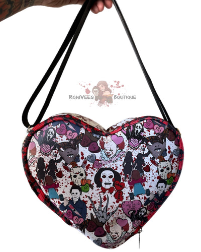 White Valloween Slashers Heart Crossbody Bag