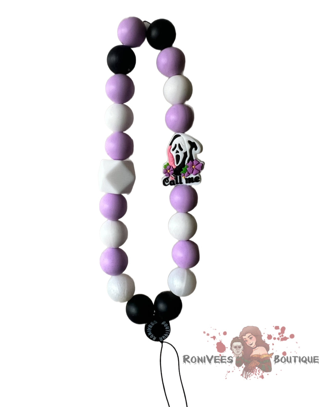 Purple Floral Ghostie Phone Charm Bracelet