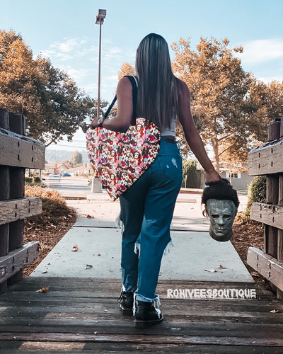 White Valloween Slashers Heart Tote Bag