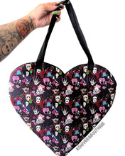 Load image into Gallery viewer, Black Valloween Slashers Heart Tote Bag