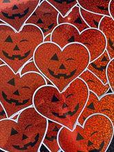 Load image into Gallery viewer, Red Glitter Jack o’Heart Stickers