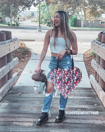 Black Valloween Slashers Heart Tote Bag