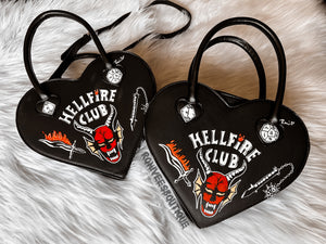 Handpainted Hellfire Club Heart Purse
